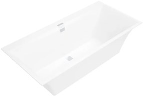 Villeroy & Boch Squaro Edge 12 Duo - Vaňa 1600x750 mm, vrátane odpadu a prepadu, alpská biela UBQ160SQE2DV-01