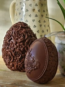 Hnedá dekorácia závesné čoko vajíčko s králikom - 8*7*11 cm