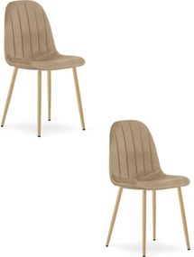 Set dvoch jedálenských stoličiek PADVA zamatové hnedé / hnedé nohy (2 ks)