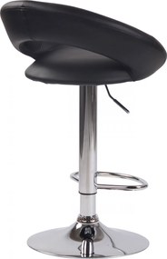 Barová stolička Olinda - koženka, chróm rám - čierna