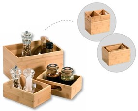Úložný box, organizér do zásuvky, bambusová súprava 3ks SETOF3