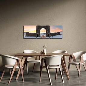 Obraz brány, Yellowstone (s hodinami) (90x30 cm)