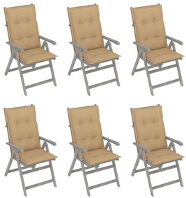 Záhradné sklápacie stoličky 6 ks s podložkami akáciový masív 3065335