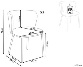 Sada 2 jedálenských stoličiek s buklé čalúnením krémová MINA Beliani