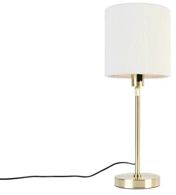 Zlatá nastaviteľná stolná lampa s bielym bouclé tienidlom 20 cm - Parte