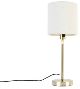 Stolná lampa zlatá nastaviteľná s tienidlom biela 20 cm - Parte