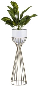 Květináč na stojanu LOFT V 68 cm bílý/zlatý
