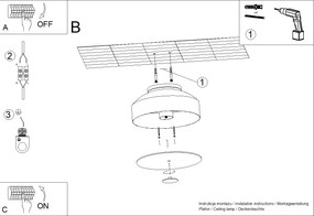 Stropné svietidlo Omiq, 1x béžové kovové tienidlo, (biely plast), (fi 30 cm)