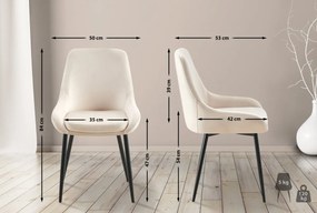 Jedálenská stolička Elmira - zamat, čierny rám - Krémová