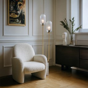 Stojaca lampa v štýle Art Deco mosadz s čírym sklom 2-svetlo - Rid