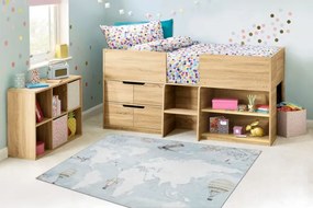 Koberec protišmykový BAMBINO 1163 Mapa sveta, svet pre deti - modrý