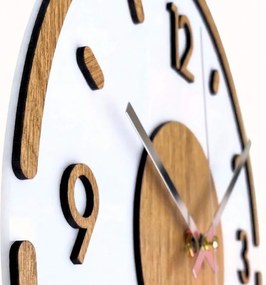 Moderné okrúhle nástenné hodiny – dubová a plexisklo | SENTOP IA-225-S