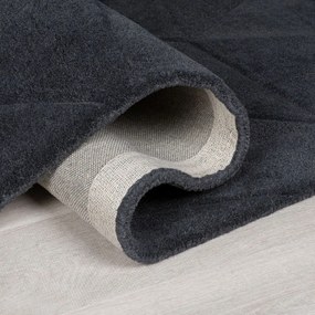 Antracitový ručne tkaný vlnený okrúhly koberec ø 160 cm Shard Charcoal – Flair Rugs