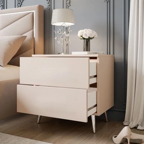 NOČNÝ STOLÍK MARION 2 KAŠMÍR STRIEBORNÉ NOŽIČKY PUSH