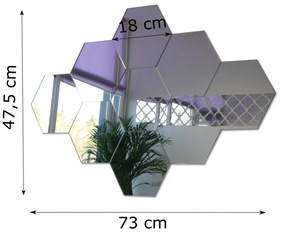 Dekoratívne zrkadlá Hexagon sada 9 kusov