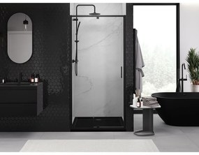 Mexen Exo, 1-krídlové dvere do otvoru 115x200 cm, 6mm číre sklo, čierny profil, 819-115-000-70-00