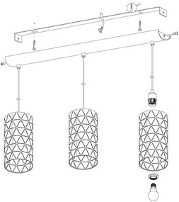 Eglo 98353 - Luster na lanku RAMON 3xE27/40W/230V