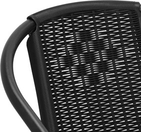 SPRINGOS Záhradný nábytok, sada pre 2 osoby: stoličky a stôl, kovovo-sklenená súprava, čierna