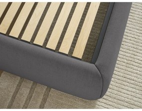 Tmavosivá čalúnená dvojlôžková posteľ s úložným priestorom/bez čela s roštom 180x200 cm Inera – Bobochic Paris