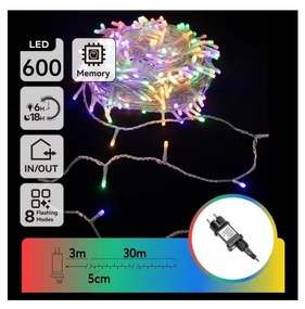 Aigostar - LED RGBY Vonkajší vianočný reťaz 600xLED/6W/230V 30m IP44
