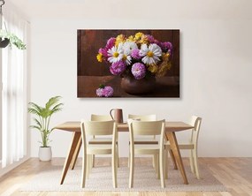 Obraz zátišie s jesennými chryzantémami - 90x60