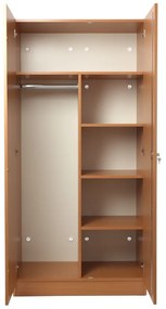 Drevená šatníková skriňa Visio, 90 x 45 x 185 cm, cylindrický zámok, buk