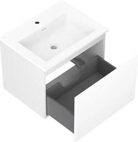 Mexen Orio, kúpeľňová skrinka 60 cm s umývadlom Otis, 1 zásuvka, biela matná, 91A10-06047-1-BF01-W18M01