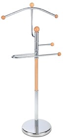 Kovový nemý sluha Autronic ABD-1278 CR – chróm/drevo stojan na oblečenie