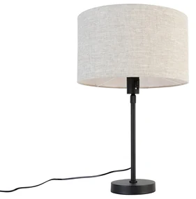 Stolná lampa čierna nastaviteľná so svetlosivým tienidlom 35 cm - Parte