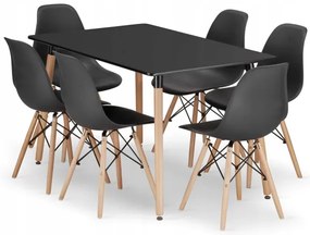 Jedálenský stôl ADRIA čierny so šiestimi stoličkami OSAKA čierne / hnedé