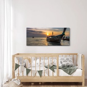 Obraz lode pri brehu (120x50 cm)