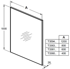 Ideal Standard Mirror & Light - Zrkadlo s rámom 400x1000 mm, T3360BH