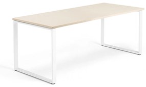 Kancelársky pracovný stôl QBUS, O-rám, 1800x800 mm, breza/biela