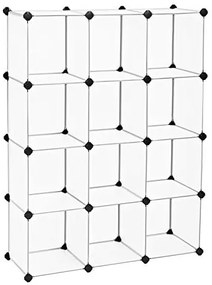 Zásuvný policový systém, 12 priehradiek, 123x93x31cm, biely