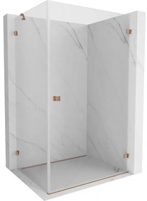 Mexen Lunar-B, pravostranný výklopný sprchový kút 100 x 80 cm, 8mm číre sklo, profil medená matná, 832-100-080-65-00-P