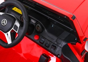 Ramiz Mercedes G63 AMG elektrické autíčko pre deti červené + diaľkové ovládanie + 6 EVA kolies + pomalý štart + MP3 + LED