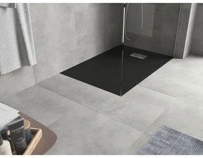 Mexen Hugo, obdĺžniková sprchová vanička SMC 100 x 70 cm, čierna, oceľová krytka, 42707010-X