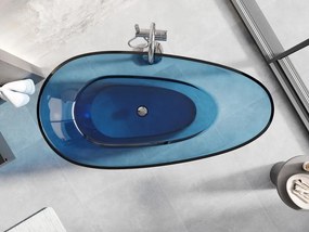 Mexen Glass Denim, voľne stojaca priesvitná vaňa 170 x 85 cm, chrómová zátka, 58061708507