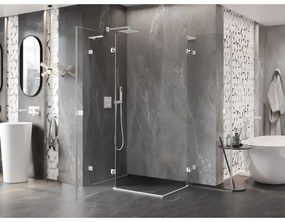 Mexen Lunar, L Duo výklopný sprchový kút 75 x 70 cm, 8mm číre sklo, biely profil, 834L-075L-070P-20-00