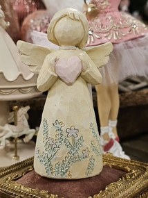 Dekorácia béžový anjelik so srdiečkom - 8*5*12 cm