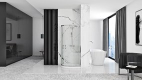Štvrťkruhový sprchový kút REA LOOK 80x80 cm, chróm/transparent - bez vaničky