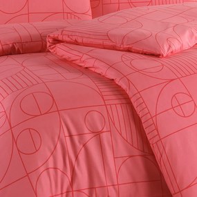 BedTex Bavlnené obliečky Geo Sunset Coral, 220 x 200 cm, 2 ks 70 x 90 cm, 220 x 200 cm, 2 ks 70 x 90 cm