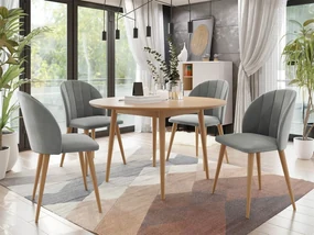 Okrúhly stôl Botiler FI 120 so 4 stoličkami ST100 04, Farby: čierny, Potah: Magic Velvet 2250, Farby nožičiek stola: čierna