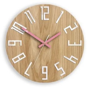 Sammer Klasické DREVENÉ nástenné hodiny SLIM ružové 33 cm SlimWoodPink