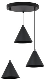 Závesné svietidlo Soho, 3x čierne kovové tienidlo, (fi 14cm), o