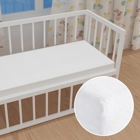 Detské froté napínacie prestieradlo do postieľky FR-031 Biele 80 x 140 x 10 cm - do postieľky