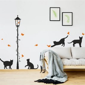 lovel.sk Nálepka na stenu Animals - mačičky s lampou Z062
