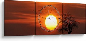 Obraz - Západ slnka (s hodinami) (90x30 cm)