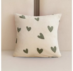 Mikroplyšová obliečka na vankúšik HEARTINO 45x45 cm, krémová