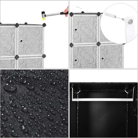 Šatníková skriňa s 2 tyčami, modulárna kombinovaná skriňa, čierna